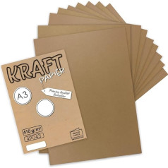 100x Vintage Kraftpapier DIN A3 410gr natur-braunes Recycling-Papier nachhaltig Bastel-Karton Künstler-Karton Künstler-Pappe Großbogen - UmWelt by GUSTAV NEUSER