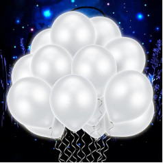 Pack of 50 LED Light Balloons Lights White Party Light LED Balloons Glow in the Dark Party Supplies Glow Balloons Kids Party Balloons for Halloween Ziemassvētku kāzu rotājumi