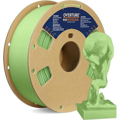 OVERTURE PLA Plus (PLA+) PLA filaments 1,75 mm, profesionāla PLA izturība, 1 kg filamenta, izmēru precizitāte 99% ticamība +/- 0,03 mm, 3D printeriem (gaiši zaļš)