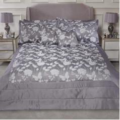 Emma Barclay Luxury Jacquard Woven Pillowcases by Butterfly Meadow gultas pārklāju komplekts, poliesteris, sudraba krāsā, piemērots divguļamai/karalim