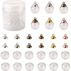 Boutigem 60 gab. caurspīdīgu pūsto stikla lodīšu krelles 14mm Mini dobas apaļas vēlmju krelles rotaslietu izgatavošanai, 60 gab. 8mm kreļļu vāciņu vāciņu pārklājuma piederumi