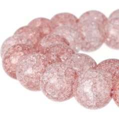 RUBYCA Runde Crackle Druk Tschechische Kristallperlen für Schmuckherstellung, 8 mm Strang (rozā)