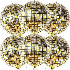 KatchOn, Zelta disko bumbiņas - 22 Zoll, 6 Stück | Metallic 4D Gold Disco Ballons für Disco Party Dekorationen | Silvester Party Supplies 2024 | Last Disco Bachelorette Party Dekorationen