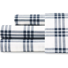 Eddie Bauer kokvilnas Percale gultasveļas komplekts, kraukšķīgs un vēss, stilīgs mājas dekors, kokvilnas Percale, Navy Plaid, Full