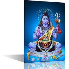 Shiva Canvas Wall Art Hindu Lord Shiva Pictures for Bedroom Poster Paintings Hindu God Home Decor for Living Room 1 Panel Artwork Ready to Hang (12 