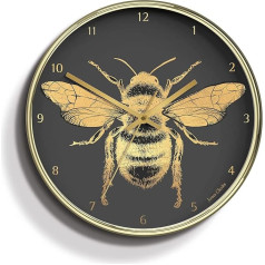 JONES CLOCKS ®, Akadēmijas sienas pulkstenis Bite Dekoratīvs metāla folijas pulksteņa siena pulkstenis virtuvei / mājai / dzīvojamai istabai 30 cm (zelta/pelēks)