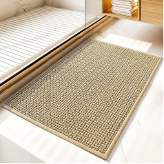 Bylphy Vannas paklājs Neslīdošs šenila vannas istabas paklājs 50 x 80 cm Super absorbējošs vannas paklājs Neslīdošs mazgājams vannas paklājs vannas istabai (haki, 50 x 80 cm)