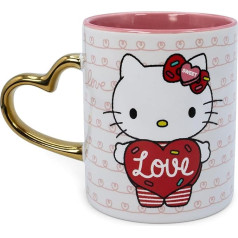 Sanrio Hello Kitty Love keramikas krūze ar sirds formas rokturi, ietilpība 400 ml