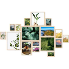 edihome, Multiple Photo Frame, 17 Photos, Collage Photos, White, Black or Brown, MDF, Acrylic Film, Picture Gallery, Home Decor (Brown)