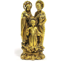 StonKraft Heilige Familie Messing Mutter Mary Gott mit Jesus Kind und Joseph Madonna Statue Idol Skulptur (7,5 