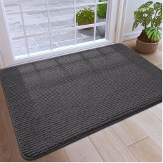 DEXI Dirt Trapper Mat, 60 x 90 cm, neslīdošs durvju paklājs, mazgājams un tīrs paklājs, durvju paklājs, mīksts ieejas paklājs priekšdurvīm, izmantošanai iekštelpās un ārpus telpām, tumši pelēks