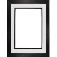 Brushed Black Double Mount Picture Frame / Photo / Poster Frame - Balta uz melna stiprinājuma - 14 x 11 collu 10 x 8 collu ar īstu stiklu