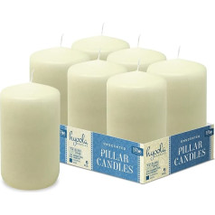 Hyoola Ivory Pillar Candles 7,5 x 12,5 cm - Nekoncentrētas sveces - lielas - 6 sveces, kas ilgi deg, ražotas ES