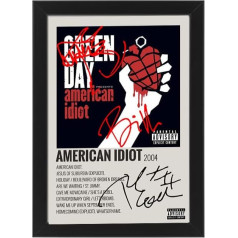 American Idiot by Green Day albuma dziesmas vāka parakstīts plakāts - autogrāfu displejs Fanu merčendaizis dāvana (ierāmēts A3)