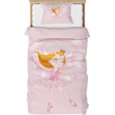 DJDEA Bettbezug, Rosa, 120 x 150 cm, für Kinder, Mädchen, Bettwäsche für Einzelbett, mit Kissenbezug 40 x 60 cm, mit Reißverschluss, Bettbezug für Einzelbett, aus Mikrofaser