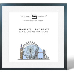 Tailored Frames - Черная дизайнерская фоторамка размером 50 x 50 см для квадрата 40 x 40 см с белым креплением для подвешивания