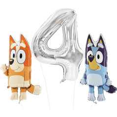 Toyland® Bluey & Bingo folijas balonu komplekts - 2 x 32 collu baloni ar varoņiem un 1 x 40 collu balons ar skaitļiem - svētku rotājumi bērniem