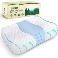 TESQ Nackenkissen Kopfkissen Memory Foam Kissen, Ergonomisches Nackenstützkissen Schlafkissen 40x60cm, Individuell Anpassbares Kissen für alle Schlaftypen - Verbessern Sie Ihren Schlafkomfort