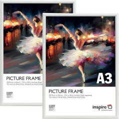 Inspire By Hampton EASYLOADER IBH-EASA3WHP-PK2 30 x 42 cm A3 Perspex bezstikla fotorāmis, 2 gab., balts