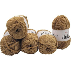 5 x 100 g YarnArt Dolce vilnas, bērnu vilna, gluda, 500 g vilnas Super Bulky (Brown 765)