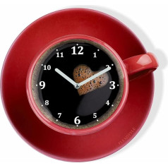 FLEXISTYLE Moderne Küchen Wanduhr Tasse Perfetta, rot, Acrylglas, UV-Druck, Ražots ES