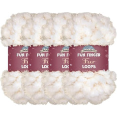 JubileeYarn Fun Finger Fur Loops Poliestera dzija Jumbo svara cilpa - balta - 4 bumbiņas - 200g/Ball