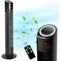 Mursche Tower Fan Quiet Fan Black: Спальня 90 ° колебания с пультом дистанционного управления напольные вентиляторы 98,5 см с 3 скоростями колонный вентилят