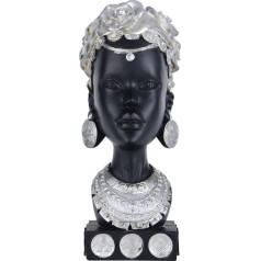 African Female Head Portrait, Creative Hand Carved Table Decoration, African Exotic Figure Home Decor Accent (Silver)