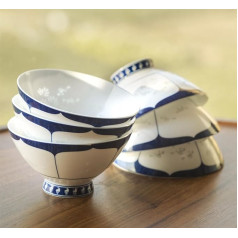 AICYAN The Lotus Pond Ceramic Bowls, 6 trauku komplekts, graudaugu bļoda, Ramen bļoda, zupas bļoda, trauki, trauku mazgājami trauku mazgājamā mašīnā