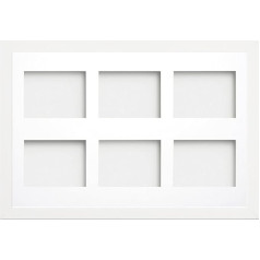 Frame Company Rustic White Beech foto rāmis ar vairākām atverēm un kronšteinu, ar iespēju izvēlēties stiprinājuma dizainu, MDF, balts rāmis ar baltu stiprinājumu, 30 x 20, 8 x 6 collas (x6)