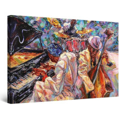 Startonight Pictures Orange Jazz Orchestra Music Painting - Audekls Pictures Modern Art - abstraktā sienu apdare Art Prints, Attēli uz sienas XXL 80 x 120 cm, Dienas nakts Picture