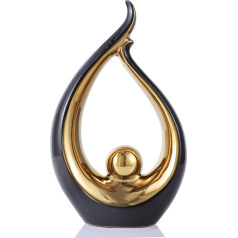 QIANLING Home Decor Modern Abstract Art Black Gold Ceramic Statue - galda rotājums viesistabai, birojam, kafijas galdiņam - centrālais elements ēdamistabas TV galdam - kafijas galda dekori