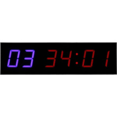 Fitnesa taimeris Sienas pulkstenis Fitnesa taimeris 12 / 24 stundu pulksteņa hronometrs Countdown Interval Timer 6-Bit 1.8 collu LED pulkstenis Training Timing ar tālvadības pulti AC110 ~ 240V (ES kontaktdakša)