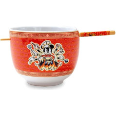 Silver Buffalo Disney Mickey Mouse Wild Wok keramikas trauku komplekts | Komplektā ietilpst 20oz Ramen nūdeļu bļoda un koka nūjiņas