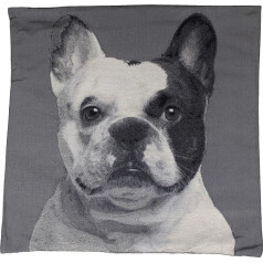 Macosa CL039004 Spilvenu pārvalks Dog 60 x 60 cm Pelēks balts ar rāvējslēdzēju bez pildījuma Dīvāna spilvens Dekoratīvs spilvena pārvalks Suņu motīvs