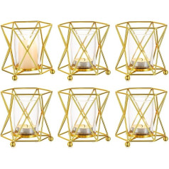 NUPTIO Tea Light Candle Holder Gold Metal: Упаковка из 6 геометрических держателей свечи шестиугольный стол Centrepiece украшение стола Рождество кофейный стол де