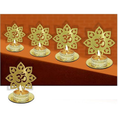 Tradicionālā Diwali Diya Diya Diya-Set mit 4 Teelichthaltern in Om-Form, dekorativer Durchmesser für Zuhause/Büro, religiöser Teelichthalter, indisches Geschenk