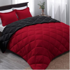 Basic Beyond Queen Comforter Set - sarkanā un melnā krāsā, Queen Reversible Comforter Set visiem gadalaikiem, 1 mierīgais pārklājs (88