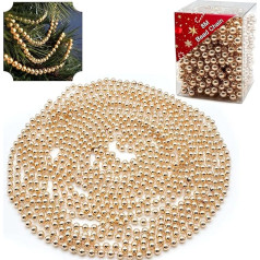 Ziemassvētku eglītes krelles Rose Gold 8M Pearl Chain Ziemassvētku krelles Garland Hanging Ornament Mājas puse piederumi Adorable iekštelpu āra apdare