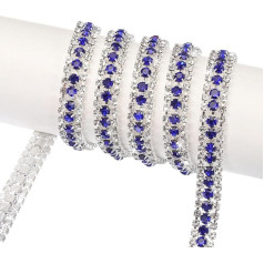 QUARKZMAN 2 Yard 9 mm 3 rindas Crystal Rhinestone Diamond slēgta ķēdes apdares apdares apdares nagus Cup ķēdes šūšanai amatniecība rotaslietas kāzu rotājumi sudraba tumši zils balts