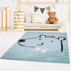 carpet city Bubble Kids bērnu paklājs Flat Pile ar gudrs lācis benzīna zilā krāsā bērnu istabai Izmērs: 160 x 225 cm