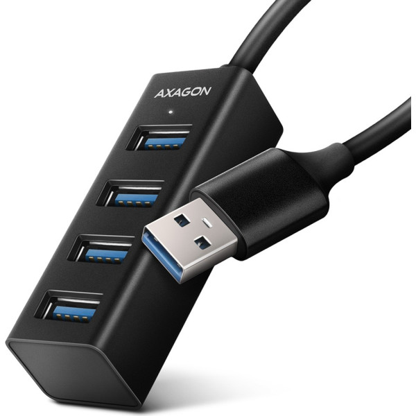 Axagon Hue-m1a centrmezgls 4 porti mini metāla usb 3.2 gen 1, 20 cm usb-a kabelis