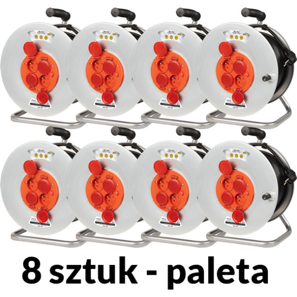 98-097# Pagarinātājs pr-61 4 kontaktligzdas ar zemējumu 50 m metāla cilindrs 3x2,5 mm 8 gab. komplektā