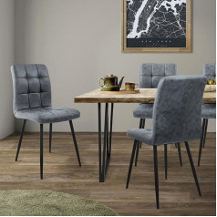 Ml Design Modern Living ML-Design Ēdamistabas krēsli, 4 krēslu komplekts, antracīts, mākslīgās ādas virtuves krēsli, dzīvojamās istabas krēsls ar atzveltni, mīkstie krēsli ar metāla kājām, ergonomisks krēsls ēdamgaldam, ēdamistaba