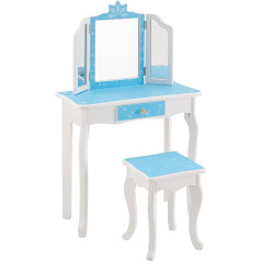 Mouds Детский туалетный столик и табурет, туалетный столик для девочек со съемным трехстворчатым зеркалом и ящиком, 2-в-1 принцесса туалетный 