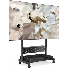 FITUEYES TV Stand Rollable TV Trolley TV Floor Stand with Wheels TV Stand for 40-85 Inch TVs Height Adjustable High Max 60 kg VESA 600 x 400 mm