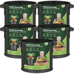 ‎T4U T4U Pack of 5 59 L Potato Plant Bags Made of Non-Woven Fabric, 15 Gallons Diameter 50 cm Plant Pot, Plant Bags with Carry Handles, Reusable Potato Bag, Garden Plant Bag for Potatoes, Tomatoes, Flowers