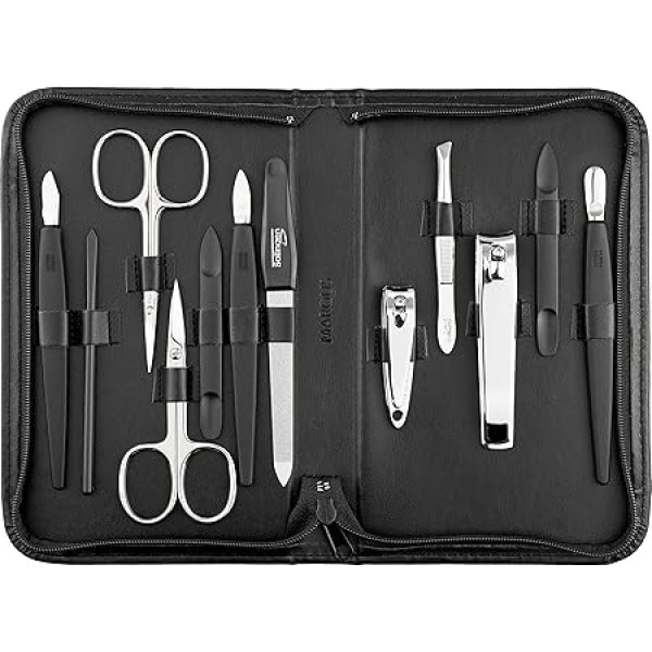 Solingen Mega 12-Piece Manicure Set - Nail Set for Men and Women with Everything You Need for Manicures and Pedicures in High-Quality Genuine Leather Case