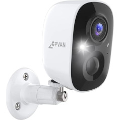 Cpvan Āra akumulatora drošības kamera, 1080P WiFi IP kameras, PIR kustības sensors, IP65 ūdensizturība, krāsu nakts redzamība/ divvirzienu audio, mākoņdatošanas/ SD krātuve.