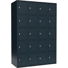 kaiserkraft | Schließfachschrank Fydor | 5 Fächer | grau | B 1200 mm | 4 Abteile | flache Dachform | Vorhängeschloss